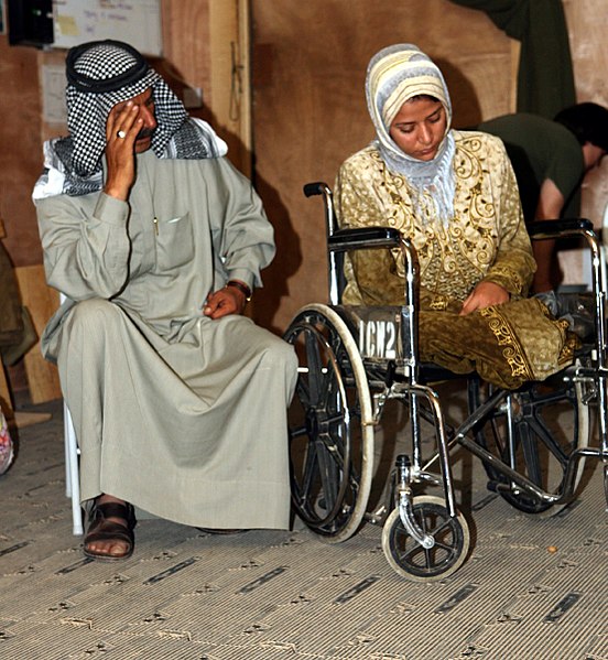 A 28-year-old Iraqi woman who lost both of her legs during the Iraq War in 2005