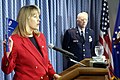 US Air Force (USAF) General Counsel Mary L. Walker, holds a copy of the report on the US Air Force Academy (USAFA) sexual misconduct study released June 19th during a Pentagon press briefing 030619-F-FC975-085.jpg