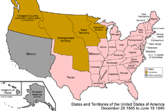 An enlargeable map of the United States after Texas was admitted to the Union on December 29, 1845. United States 1845-12-1846-06.png