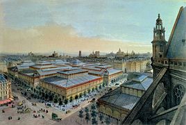 Промышленная архитектура XIX века: Ле-Аль (Париж), 1850-е годы, разрушенная в 1971 году Виктором Балтаром.