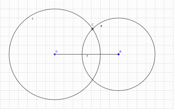 VerticeVK Il punto di intersezione delle circonferenze è il terzo vertice del triangolo (C)