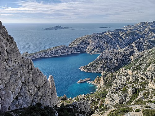 View of the cove of Sugiton, Calanques National Park. Photograph: Pablo Sievert