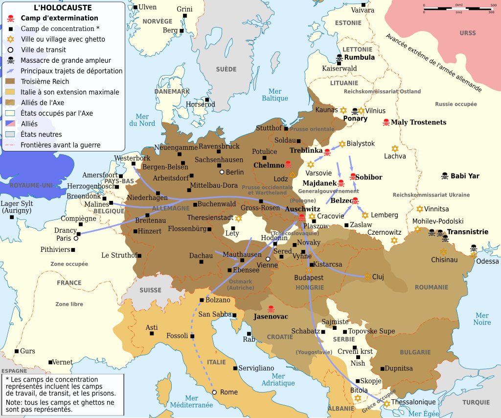 WW2 Holocaust Europe map-fr