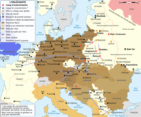 WW2 Holocaust Europe map fr