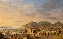 Panoramic view of Cape Town from the roof of the Lutheran Church, Strand Street in 1849. Walter Stanhope Sherwill-Panoramic view of Cape Town from the roof of the Lutheran Church, Strand Street-0639 cropped.jpg