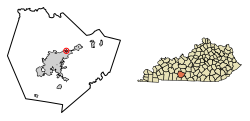 Locatie van Plum Springs in Warren County, Kentucky.