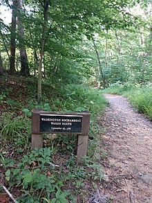 Washington Rochambeau Wagon Road trail as it appeared in July 2019 Washington Rochambeau Route Wolf Run Shoals.jpg