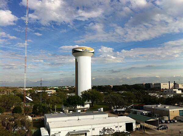 The 212-foot tall water tower is one of the tallest structures on USF's Tampa campus