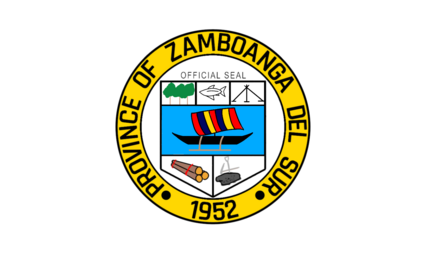 Flag of Zamboanga del Sur with a stylized depiction of a vinta in full sail