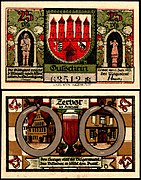 25 Pfennig "Notgeld" banknote of Zerbst (1921), RV: brewery.