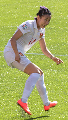 Zhao Rong defending FIFA Women's World Cup Canada 2015 - Edmonton.jpg