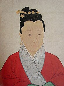 Han woman wearing Jiaoling zuoren, Ming dynasty Wu Shi Xian Zu Rong Xiang Wu .jpg