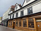 Greggs in a Grade II* listed building on Abbeygate in Bury St Edmunds, Suffolk