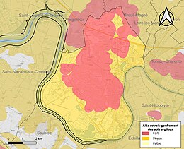 Carte des zones d'aléa retrait-gonflement des sols argileux de Rochefort.