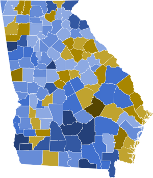 1861 Georgia Confederate gubernatorial election results by county.svg