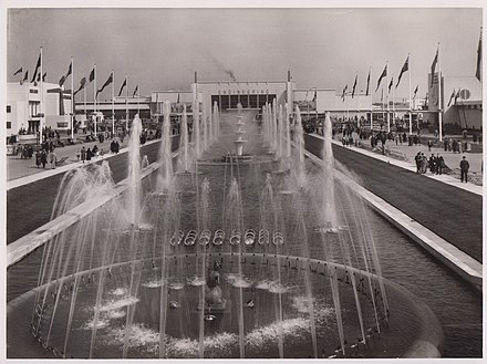 1938 Empire Exhibition fountains centre in front of the Palace of Engineering in Bellahouston Park, Glasgow