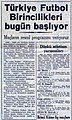 2 Haziran 1949 tarihli Ulus gazetesinde 1949 Türkiye Futbol Birinciliği