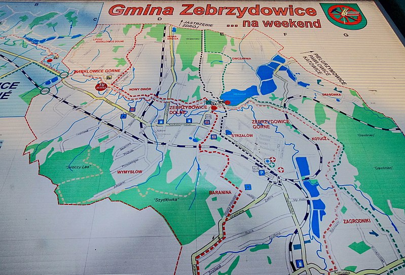 File:2012 Powiat cieszyński, Marklowice Górne, Mapa turystyczna gminy Zebrzydowice (02).jpg
