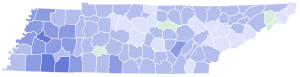 2020 Tennessee Democratic Presidential Primary election by county.svg