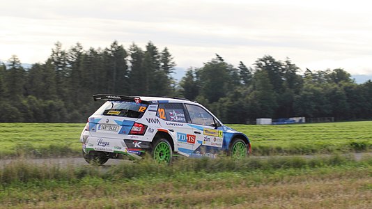 Ladislav Kučera oraz Tomáš Kostka rywalizujący Škodą Fabia Rally2 evo w Rajdzie Barum 2021