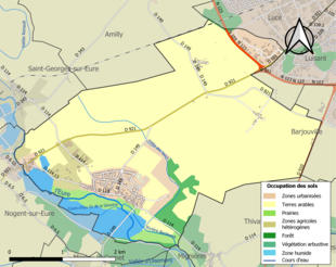 Kolorowa mapa przedstawiająca użytkowanie gruntów.