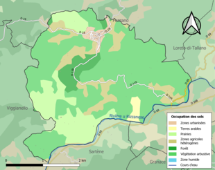 Barevná mapa znázorňující využití půdy.