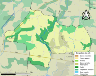 Barevná mapa znázorňující využití půdy.