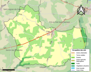 Barevná mapa znázorňující využití půdy.