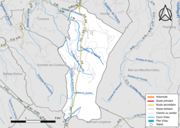 Réseaux hydrographique et routier de Gerbépal.