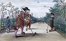 Drawing of a game of pall-mall between Frederick V of the Palatinate and Frederick Henry, Prince of Orange, by Adriaen van de Venne, circa 1625 A game of Pell-Mell.jpg