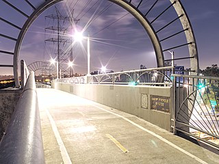 Los Angeles River bicycle path Class I bicycle path in the Greater Los Angeles area