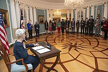 Sherman signs her appointment papers to become the deputy secretary of state Ambassador Sherman Signs Appointment Papers to Become the Deputy Secretary of State.jpg