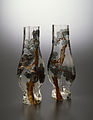 Deux vases montrant des pins, modèle d´Eugène Rousseau, réalisation par la verrerie Appert Frères