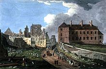 Ruinen neben dem Bischofspalast nach der Eroberung (1759)