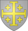 Jeruzalės karalystės herbas su Jeruzalės kryžiumi.