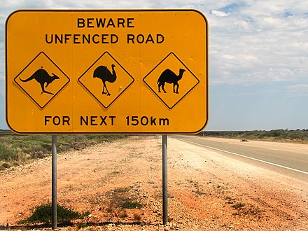 Wild animals warning sign, Australia