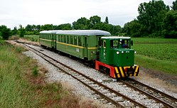 Train on the Balatonfenyves narrow-gauge railway in Somogyszentpál