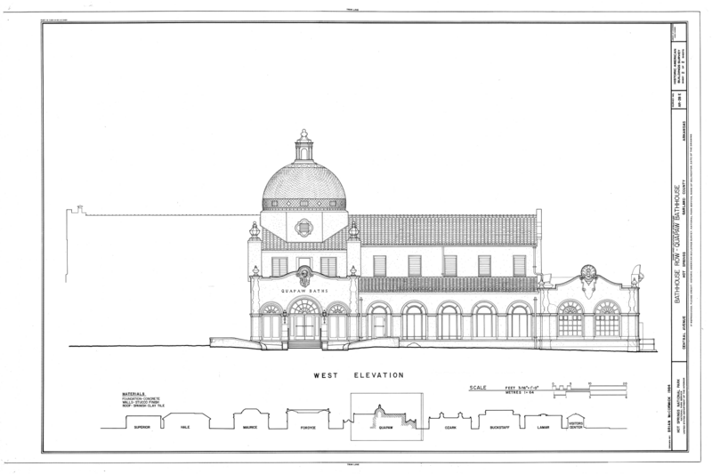 File:Bathhouse Row, Quapaw Bathhouse, Central Avenue, Hot Springs, Garland County, AR HABS ARK,26-HOSP,1-E- (sheet 2 of 2).png