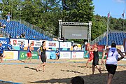 Deutsch: Beachhandball Europameisterschaften 2019 (Beach handball Euro); Tag 1: 2. Juli 2019 – Männer, Vorrunde Gruppe D, Polen-Schweden 2:1 (18:10, 15:9; 8:6) English: Beach handball Euro; Day 1: 2 July 2019 – Men Preliminary Round Group D – Poland-Sweden 2:1 (18:10, 15:9; 8:6)