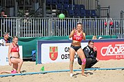 Deutsch: Beachhandball Europameisterschaften 2019 (Beach handball Euro); Tag 2: 3. Juli 2019 – Frauen, Vorrunde Gruppe D, Ukraine-Deutschland 2:0 (23:22, 32:24) English: Beach handball Euro; Day 2: 3 July 2019 – Women Preliminary Round Group D – Ukraine-Germany 2:0 (23:22, 32:24)