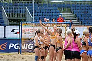 Deutsch: Beachhandball Europameisterschaften 2019 (Beach handball Euro); Tag 5: 6. Juli 2019 – Frauen, Halbfinale, Ungarn-Niederlande 2:0 (19:16, 15:12) English: Beach handball Euro; Day 5: 6 July 2019 – Semifinal Women – Hungary-Netherlands 2:0 (19:16, 15:12)