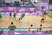 Deutsch: Beachhandball bei den Olympischen Jugendspielen 2018; Tag 6, 12. Oktober 2018; Jungen, Platzierungssspiel Ränge 5-6 – Thailand-Ungarn 0:2 English: Beach handball at the 2018 Summer Youth Olympics at 12 October 2018 – Boy's Placement Match 5-6 – Thailan-Hungary 0:2