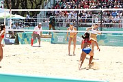 Deutsch: Beachvolleyball bei den Olympischen Jugendspielen 2018; Tag 9, 15. Oktober 2018; Mädchen, Viertelfinale: Puerto Rico-Russland 0–2 (12–21/10–21) English: Beach volleyball at the 2018 Summer Youth Olympics at 15 October 2018 – Girls Quarterfinals: Puerto Rico-Russia 0–2 (12–21/10–21)