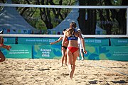 Deutsch: Beachvolleyball bei den Olympischen Jugendspielen 2018; Tag 8, 14. Oktober 2018; Mädchen, Achtelfinale – Bolivien-Puerto Rico 0:2 (18–21/18–21 ) English: Beach volleyball at the 2018 Summer Youth Olympics at 14 October 2018 – Girls Round of 16 – Bolivia-Puerto Rico 0:2 (18–21/18–21 )