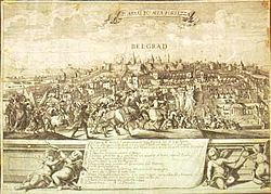 Drawing of Belgrade in period 1688-1690, after Holy League captured it from Ottomans