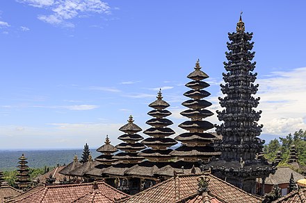 The tiered temples of Pura Besakih and a panorama of the lowlands below