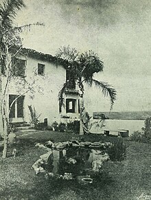 J.F. Rutherford at the Beth Sarim mansion, San Diego, 1931 Beth Sarim Pond.jpg