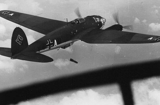 Heinkel He 111P dropping bombs over Poland, September 1939