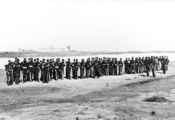 French soldiers drill at IIe Chambrière camp near Metz, 1870