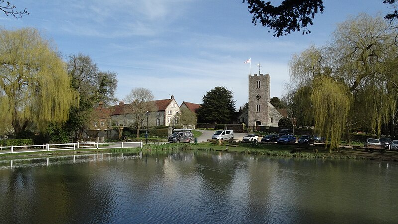 File:Buriton - St Mary's Church ^ village pond - geograph.org.uk - 6005689.jpg